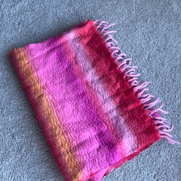 J. Crew Vibrant Pink and Red Scarf - Picture 2 of 4